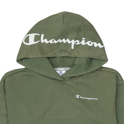 Champion Womens Khaki Green Pullover Hoodie XS Cotton Blend Logo