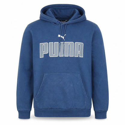 Puma Men's Blue XL Pullover Hoodie with Logo Graphic Print