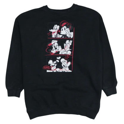 Disney Womens Black XS Pullover Sweatshirt Mickey & Friends Graphic Print