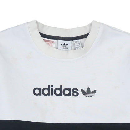 Adidas Boys Green & White Colourblock Crew Neck Sweatshirt Size 13-14 Years