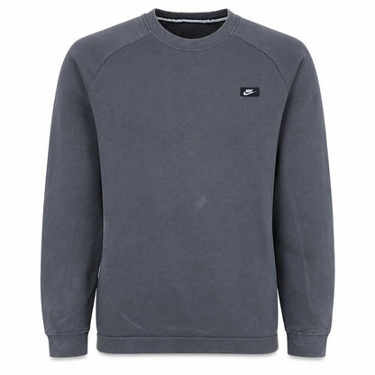 Nike Men’s Grey Small Pullover Sweatshirt Crew Neck Logo Zip Pocket