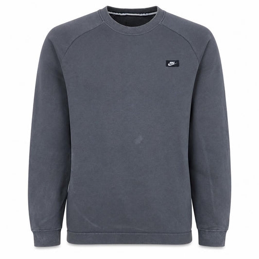Nike Men’s Grey Small Pullover Sweatshirt Crew Neck Logo Zip Pocket