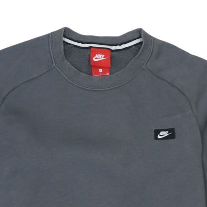 Nike Men’s Grey Small Pullover Sweatshirt Crew Neck Logo Zip Pocket