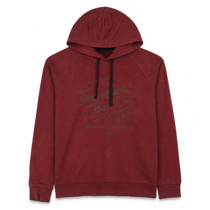 Timberland Men's Red Pullover Hoodie M Graphic Print Fleece