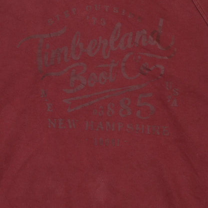 Timberland Men's Red Pullover Hoodie M Graphic Print Fleece