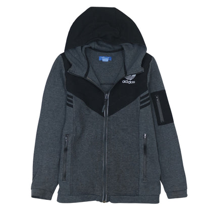 Adidas Men's Grey Full Zip Hoodie L Sports Fleece Sweatshirt
