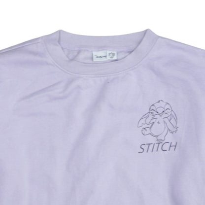 Disney Women Purple Stitch Sweatshirt M 12/14 Crew Neck Pullover