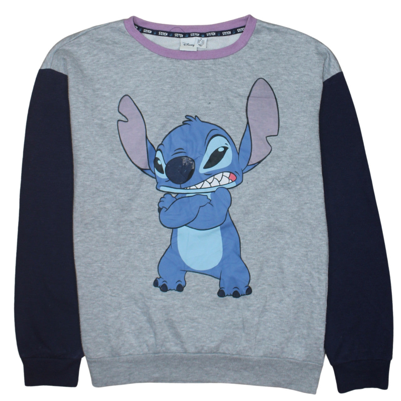 Disney Women’s Grey Stitch Sweatshirt Size M 12/14 Crew Neck