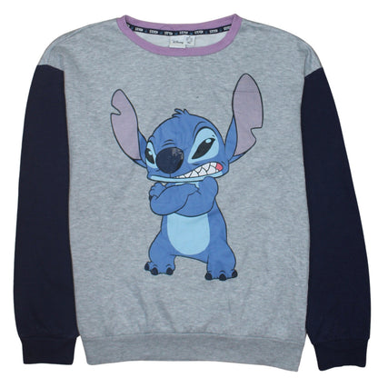 Disney Women’s Grey Stitch Sweatshirt Size M 12/14 Crew Neck