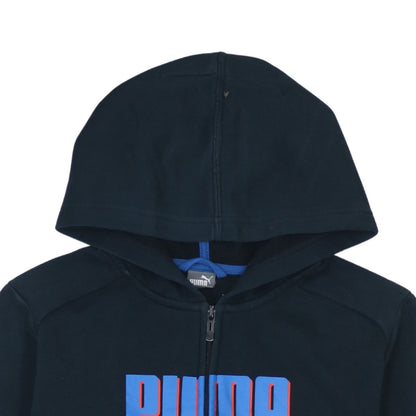 Puma Boys Black Full Zip Hoodie 15-16 Years Graphic Logo Fleece