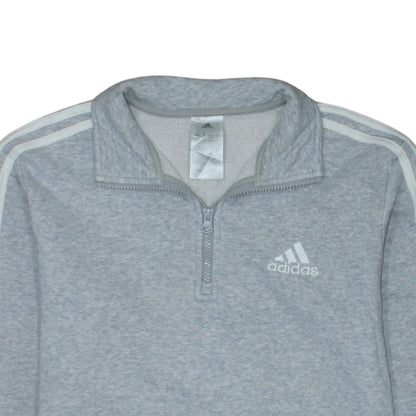 Adidas Women Grey 1/4 Zip Sweatshirt Medium Classic Logo Pullover