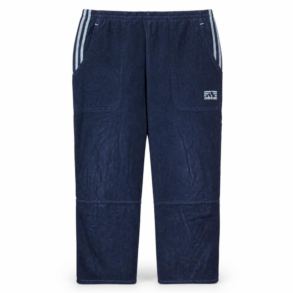 Adidas Men's Blue Velour Track Pants M Regular Fit Straight Leg