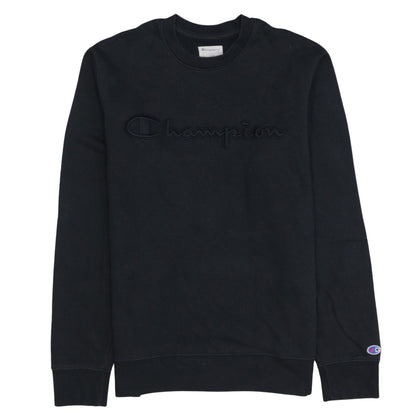 Champion Men's Black Crew Neck Embroidered Logo Sweatshirt M
