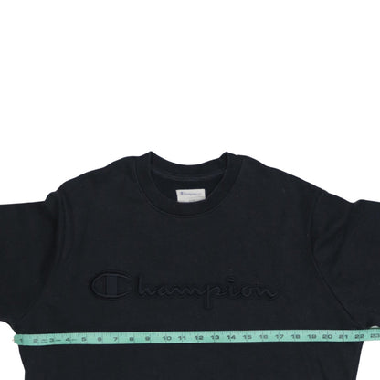 Champion Men's Black Crew Neck Embroidered Logo Sweatshirt M