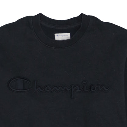 Champion Men's Black Crew Neck Embroidered Logo Sweatshirt M