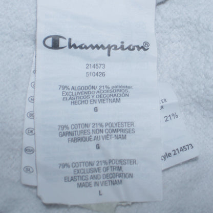 Champion Mens White Crew Neck Sweatshirt Large Cotton Blend Logo Style