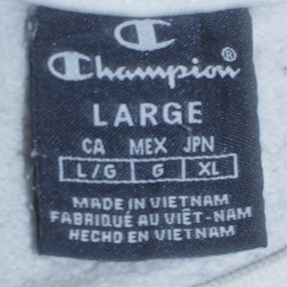 Champion Mens White Crew Neck Sweatshirt Large Cotton Blend Logo Style