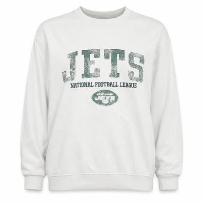 Primark NFL Women White Medium Pullover Sweatshirt Jets Graphic Print