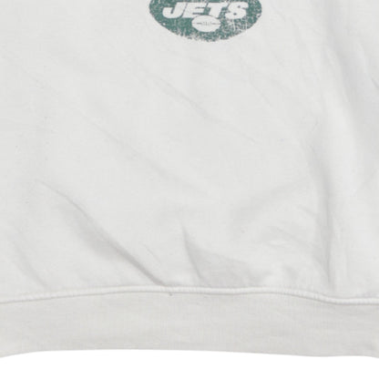 Primark NFL Women White Medium Pullover Sweatshirt Jets Graphic Print