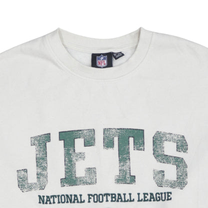 Primark NFL Women White Medium Pullover Sweatshirt Jets Graphic Print