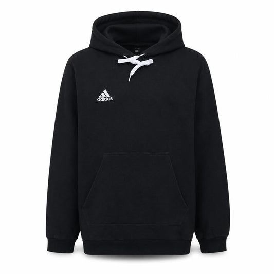 Front view of Adidas Men's Black Pullover Hoodie L Logo Fleece Sportswear