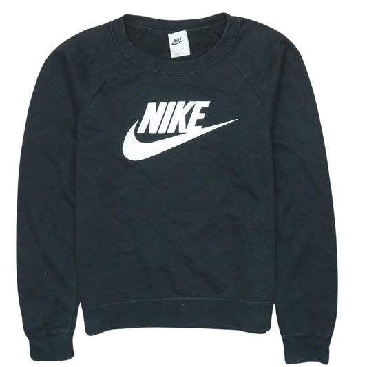 Nike Womens Black XS Pullover Sweatshirt Crew Neck Logo Print