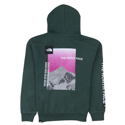 The North Face Womens Green Pullover Hoodie Size M Graphic Print