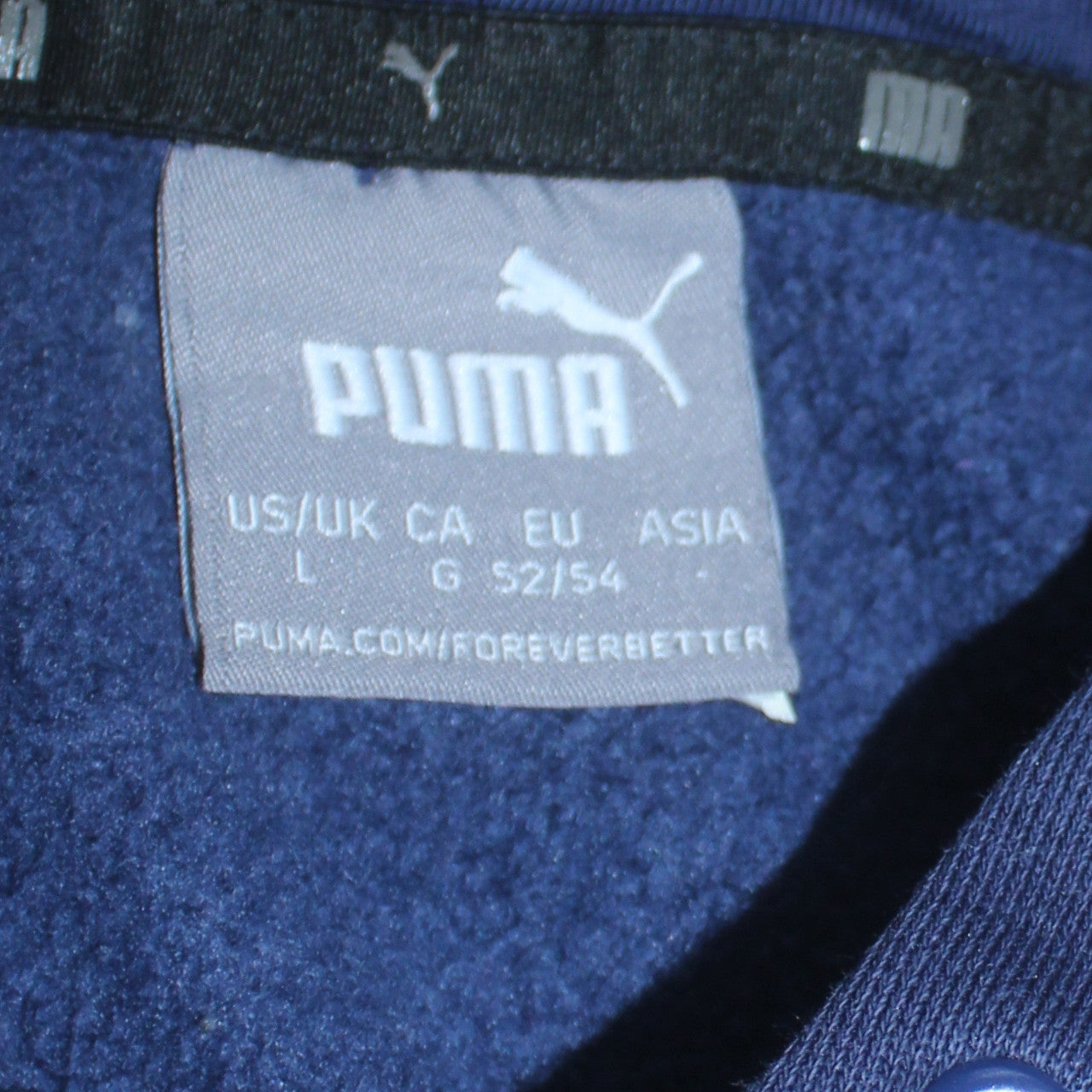 Puma Men's Blue Pullover Hoodie L Logo Fleece Sweatshirt