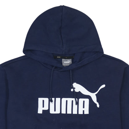 Puma Men's Blue Pullover Hoodie L Logo Fleece Sweatshirt
