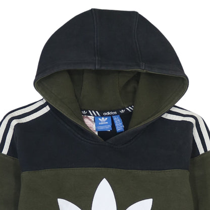 Adidas Boys Green Colourblock Pullover Hoodie 13-14 Years Hooded Sweatshirt