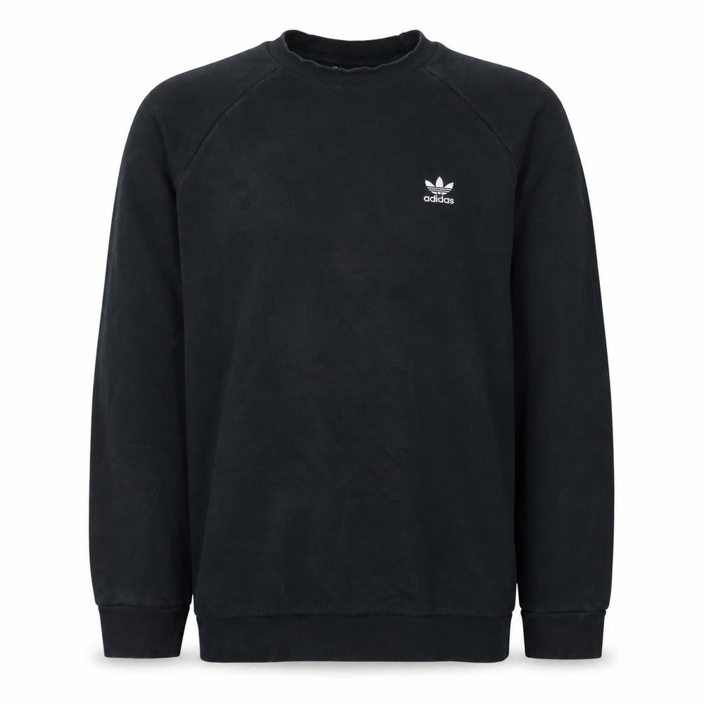 Adidas Mens Black Crew Neck Fleece Sweatshirt L Regular Fit