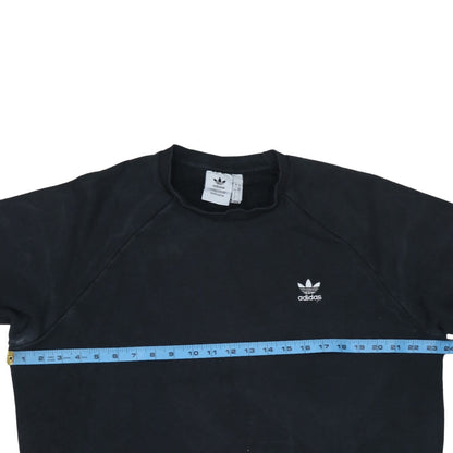 Adidas Mens Black Crew Neck Fleece Sweatshirt L Regular Fit