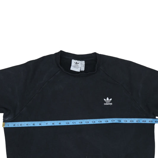 Adidas Mens Black Crew Neck Fleece Sweatshirt L Regular Fit