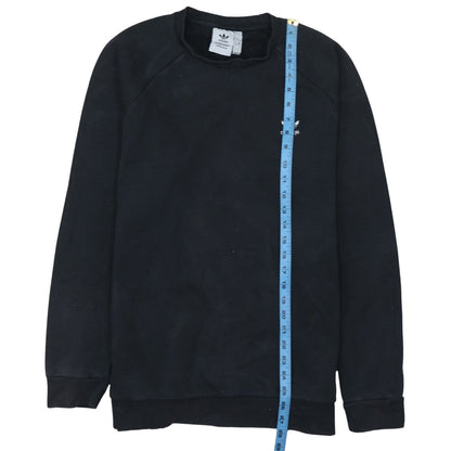 Adidas Mens Black Crew Neck Fleece Sweatshirt L Regular Fit