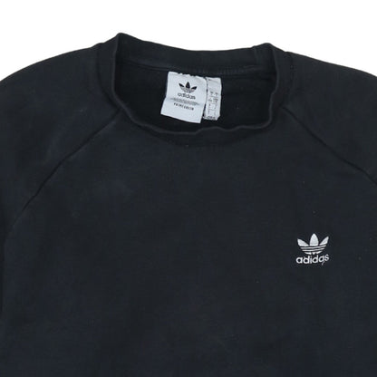 Adidas Mens Black Crew Neck Fleece Sweatshirt L Regular Fit