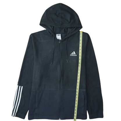 Adidas Men's Black XL Full Zip Hoodie with Logo and Pockets