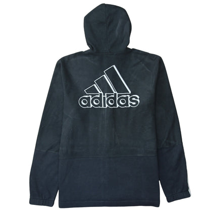 Adidas Men's Black XL Full Zip Hoodie with Logo and Pockets