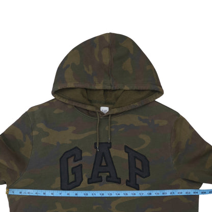 GAP Mens Green Camouflage Pullover Hoodie XL Fleece Logo Sweatshirt