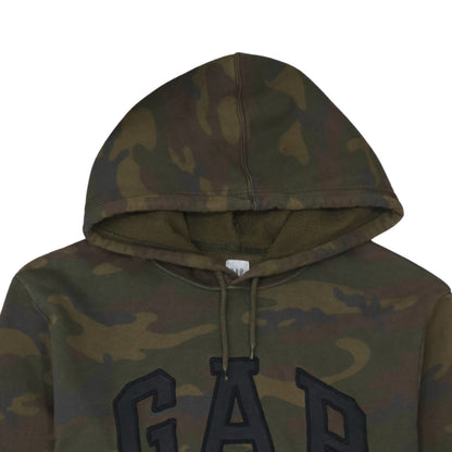 GAP Mens Green Camouflage Pullover Hoodie XL Fleece Logo Sweatshirt
