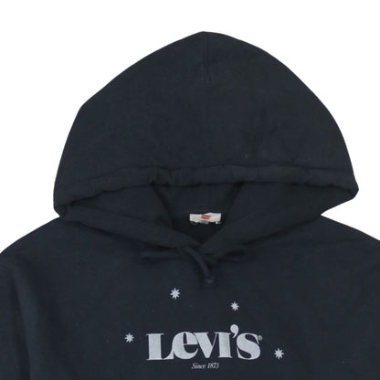 Levi's Womens Black Pullover Hoodie Medium Cotton Logo Design