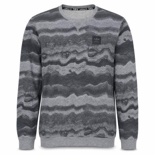 Front view of Adidas Men's Grey Camouflage Crew Neck Pullover Sweatshirt, size S
