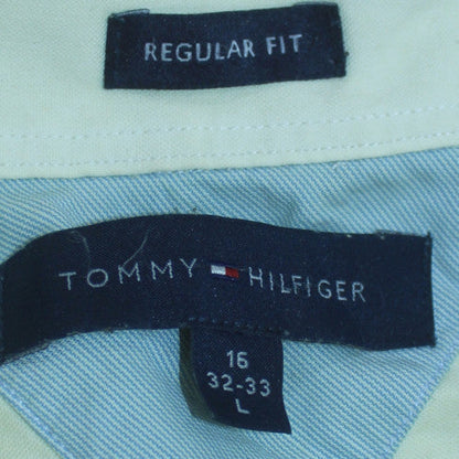 Tommy Hilfiger Men's Ivory Cotton Regular Fit Long Sleeve Shirt L