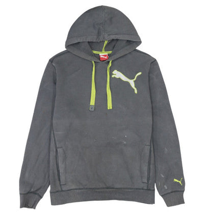 Puma Mens Grey Hooded Pullover Sweatshirt L Logo Sportswear