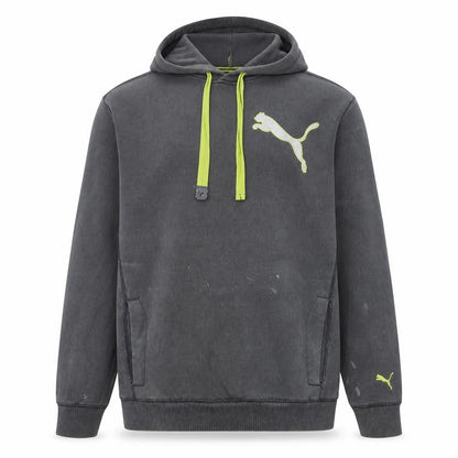 Puma Mens Grey Hooded Pullover Sweatshirt L Logo Sportswear