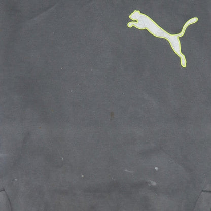 Puma Mens Grey Hooded Pullover Sweatshirt L Logo Sportswear