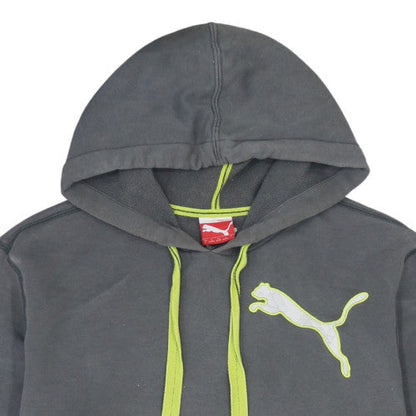 Puma Mens Grey Hooded Pullover Sweatshirt L Logo Sportswear