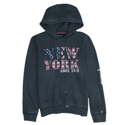 Champion Women's Black Pullover Hoodie L 'New York' Graphic Print