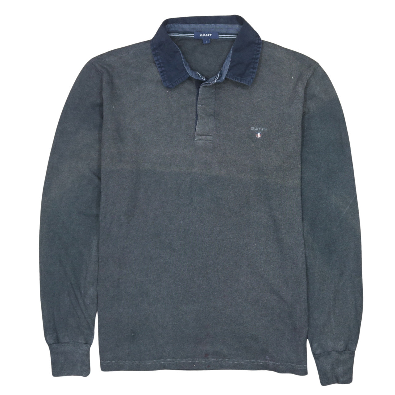 GANT Men's Blue Collared Henley Sweatshirt Size L