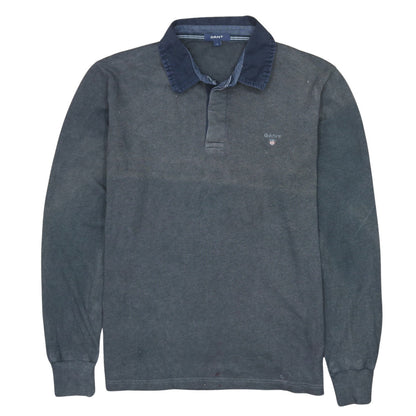 GANT Men's Blue Collared Henley Sweatshirt Size L