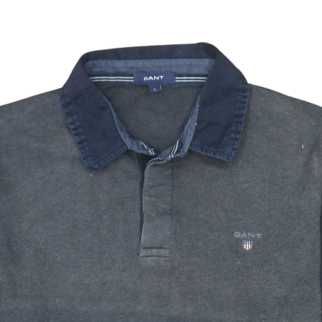 GANT Men's Blue Collared Henley Sweatshirt Size L